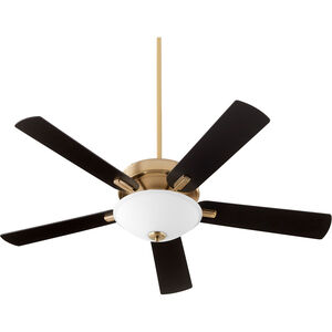 Premier 52 inch Aged Brass with Reversible Matte Black and Walnut Blades Ceiling Fan