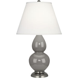 Small Double Gourd 22.75 inch 150.00 watt Smokey Taupe Glazed Ceramic Accent Lamp Portable Light in Smoky Taupe, Pearl Dupioni