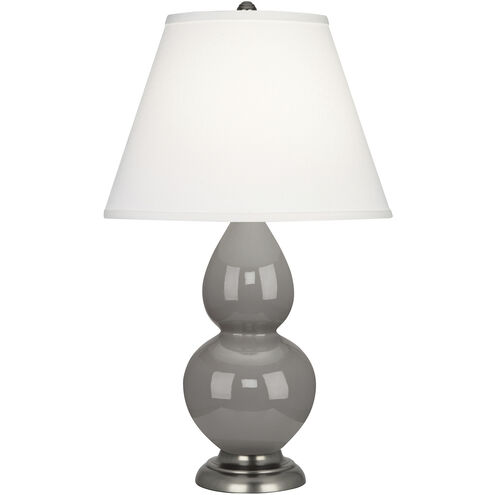 Small Double Gourd 22.75 inch 150.00 watt Smokey Taupe Glazed Ceramic Accent Lamp Portable Light in Smoky Taupe, Pearl Dupioni