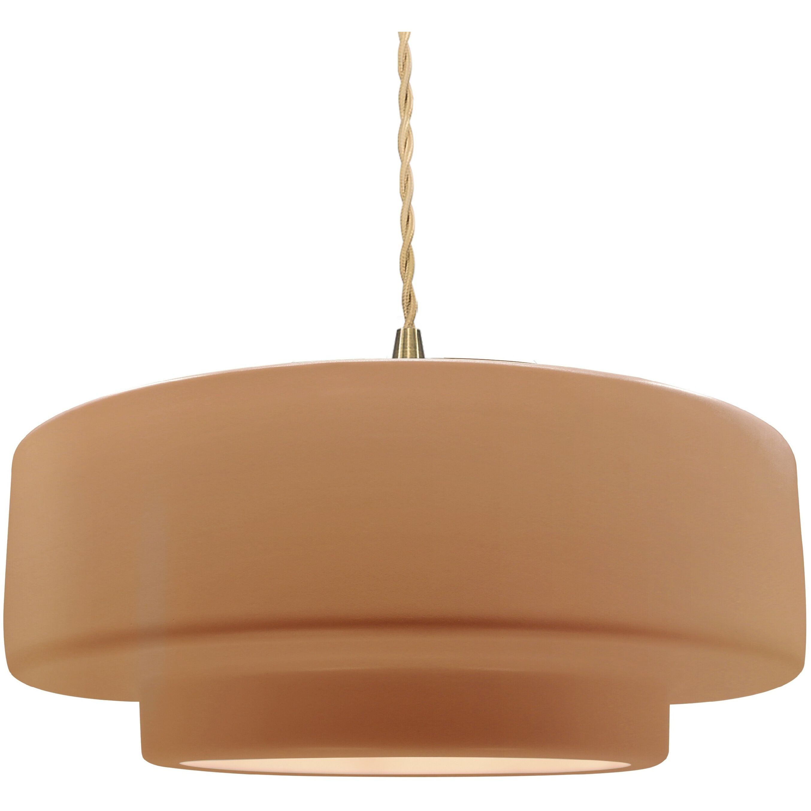 Radiance Collection - Tier Pendant Ceiling Light in Brushed Brass, Replaceable Bulb, Beige Twist Cord, Adobe, 16.25W x 6H, Form+Finish+Function
