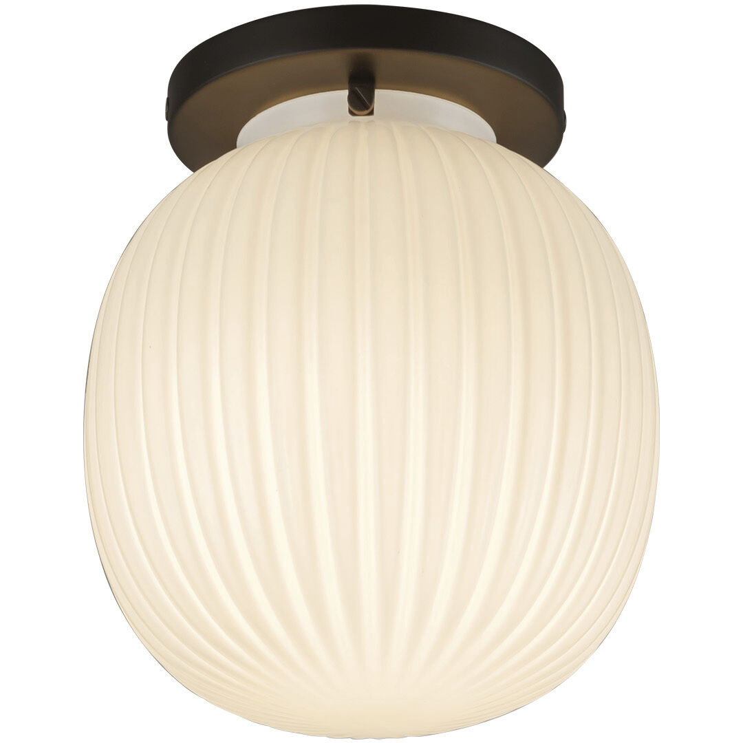 Alora Mood Cherise 1 Light 6.75 inch Matte Black/Glossy Ribbed Opal Glass Semi-Flush Mount Ceiling Light