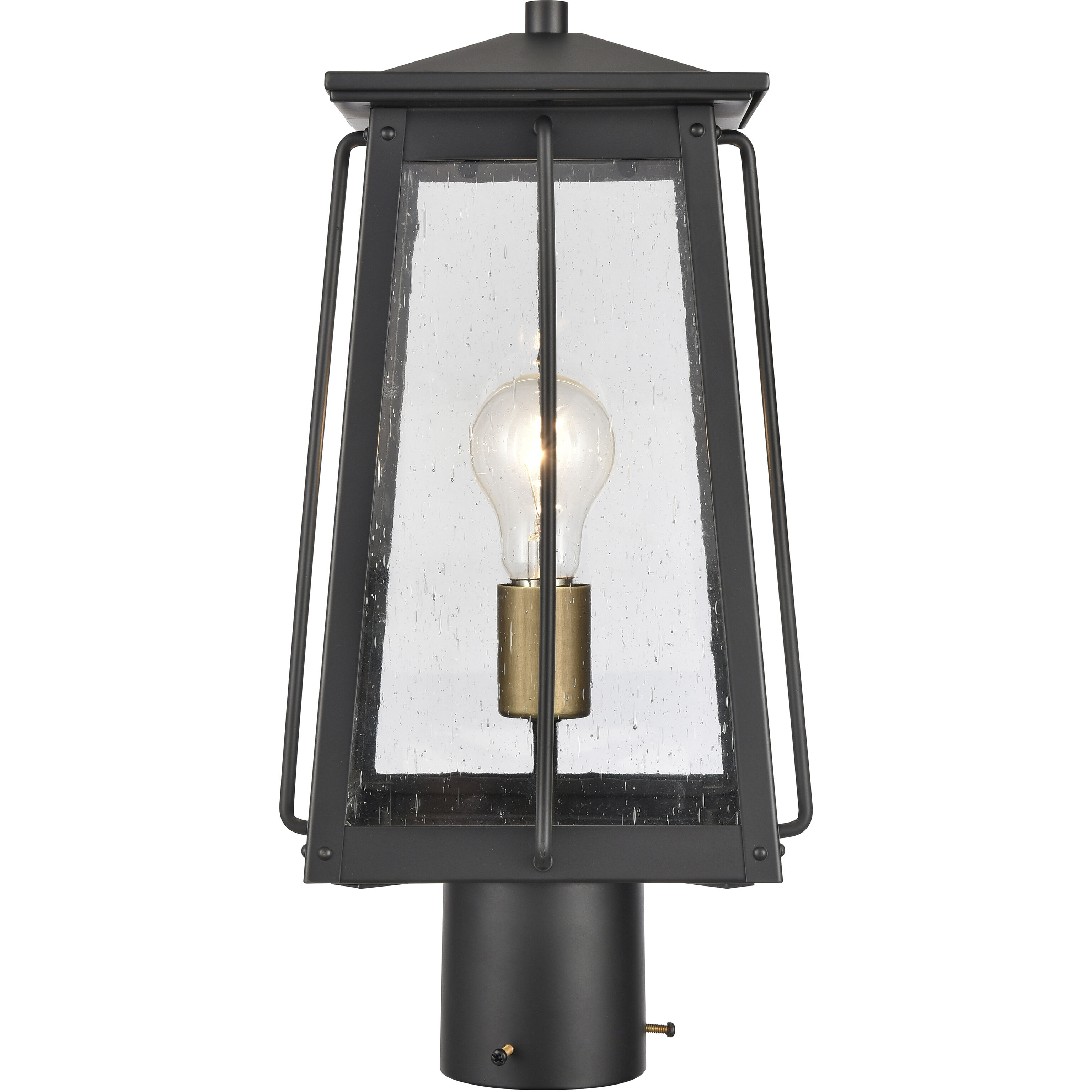 Kirkdale 2 Light 17 inch Matte Black with Natural Brass Outdoor Post Light