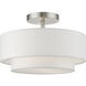 Meridian 2 Light 12 inch Brushed Nickel Semi-Flush Ceiling Light