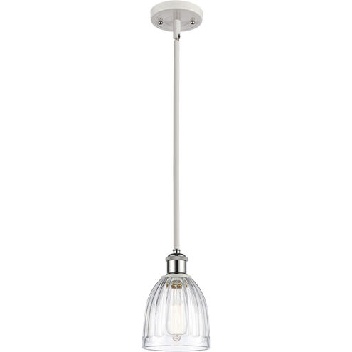 Ballston Brookfield 1 Light 6 inch White and Polished Chrome Pendant Ceiling Light in Clear Glass, Ballston