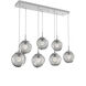 Aster LED LED Classic Silver Linear Pendant Ceiling Light in 3000K LED, Zircon Inner - Smoke Outer, Multi-Pendant