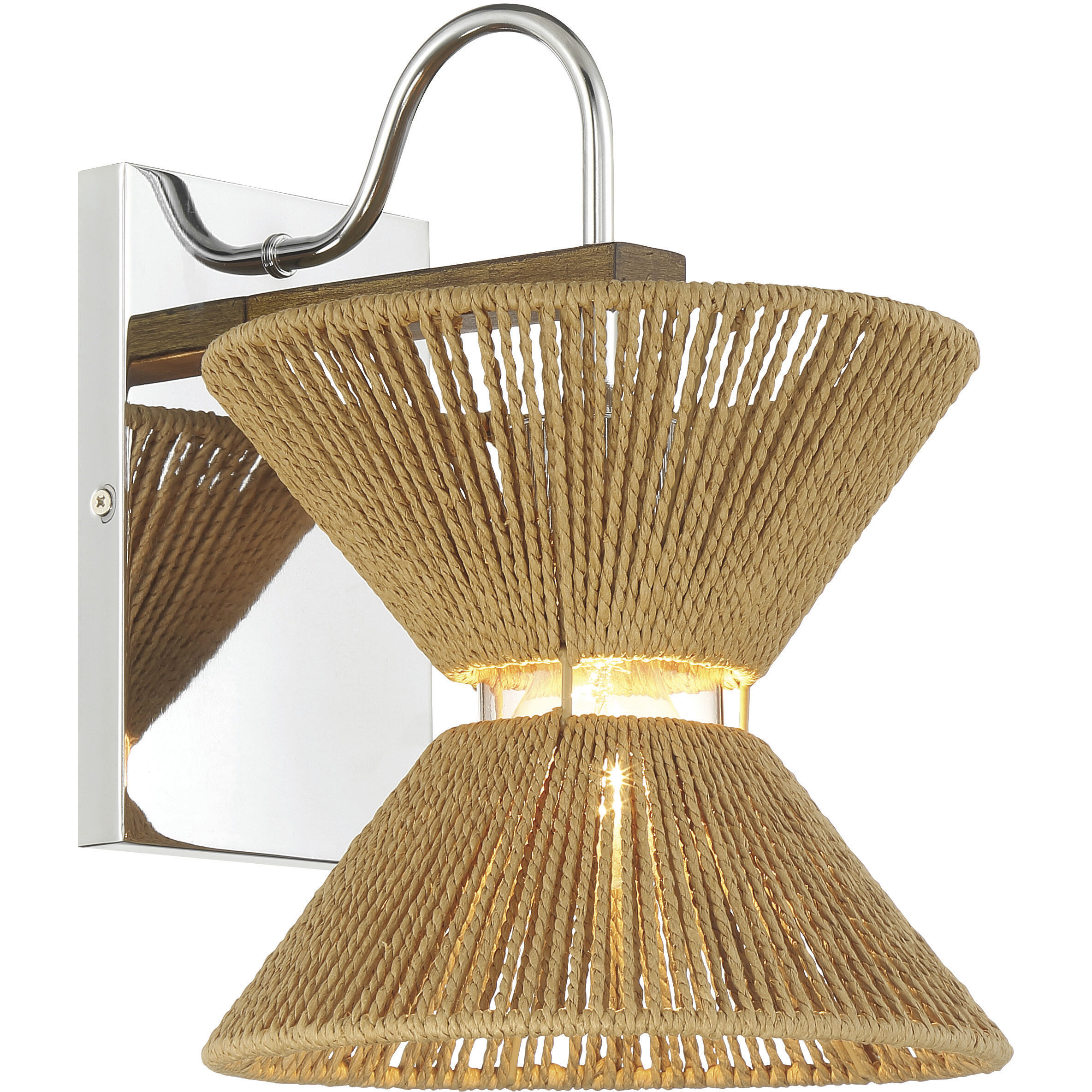 Serena 1 Light 9 inch Chrome/Walnut Wall Sconce Wall Light in Chrome and Walnut