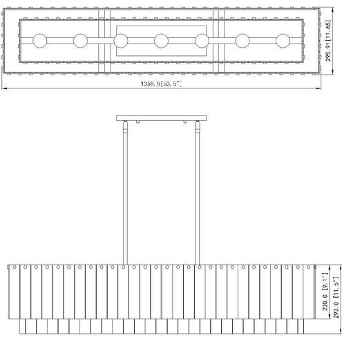 Glacier 7 Light 53.5 inch Modern Gold Linear Chandelier Ceiling Light