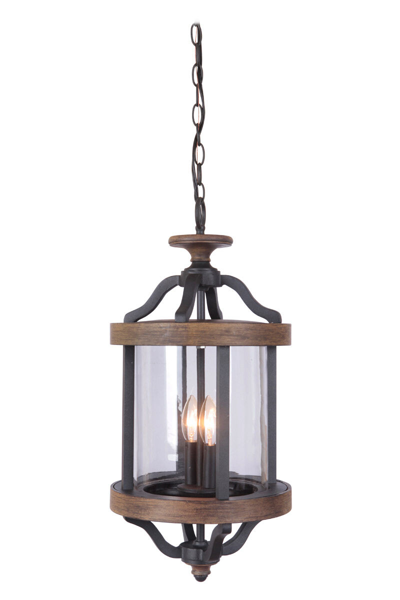 Ashwood 2 Light 11 inch Textured Black/Whiskey Barrel Outdoor Pendant