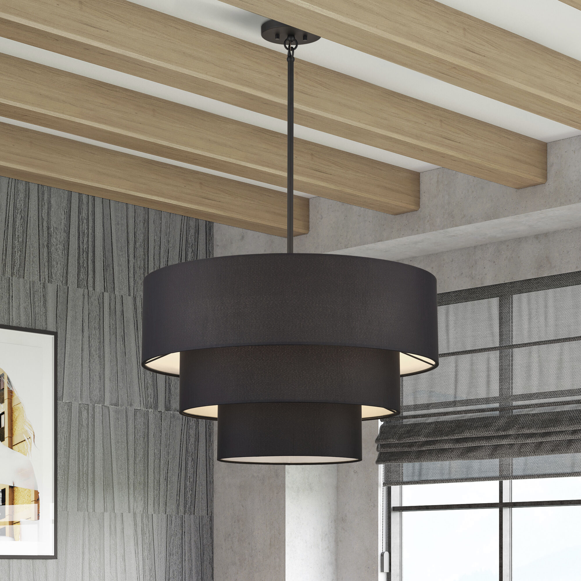 Bainbridge 5 Light 28 inch Black Pendant Chandelier Ceiling Light, Medium