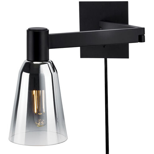 Audrey 20 inch Matte Black with Black Ombre Swingarm Sconce Wall Light