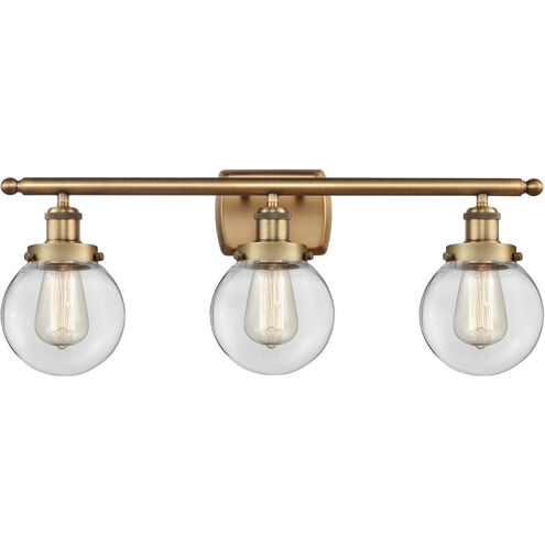 Ballston Beacon 3 Light 26 inch Brushed Brass Bath Vanity Light Wall Light in Clear Glass