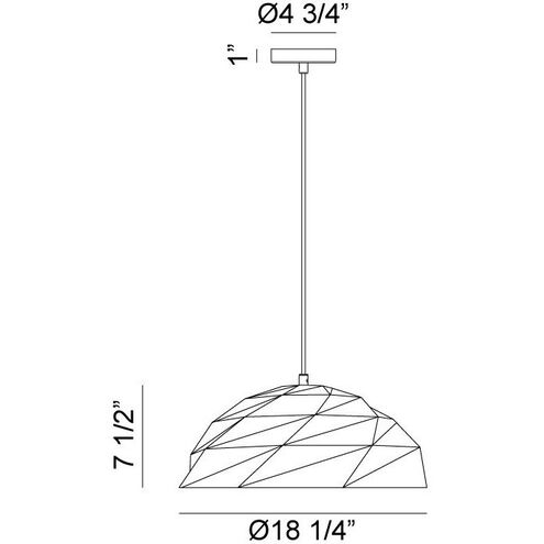 Riku 1 Light 19 inch White Pendant Ceiling Light