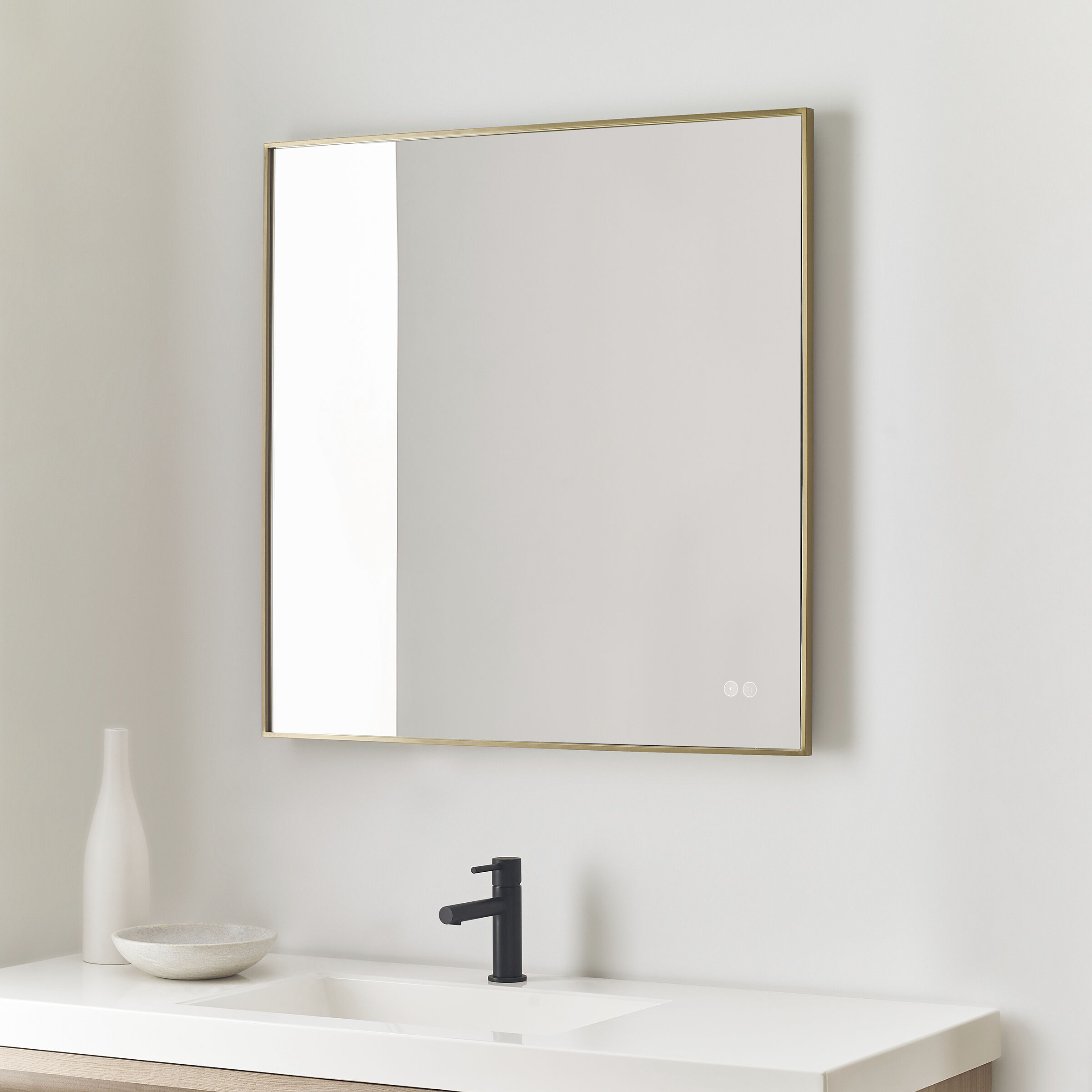 Cadre 30 X 30 inch Satin Brass Backlit Wall Mirror