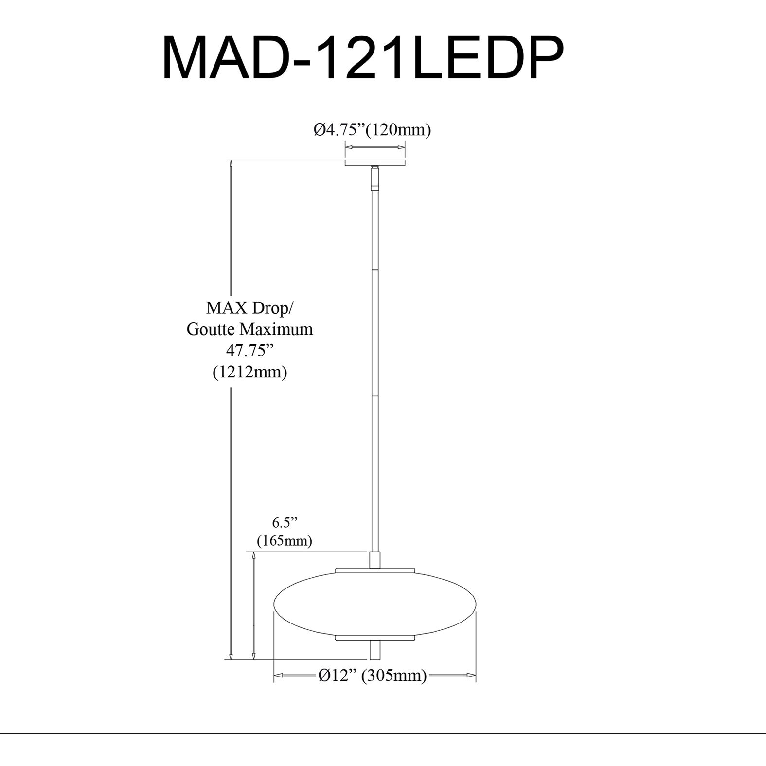 Maddie LED 12 inch Matte Black Pendant Ceiling Light