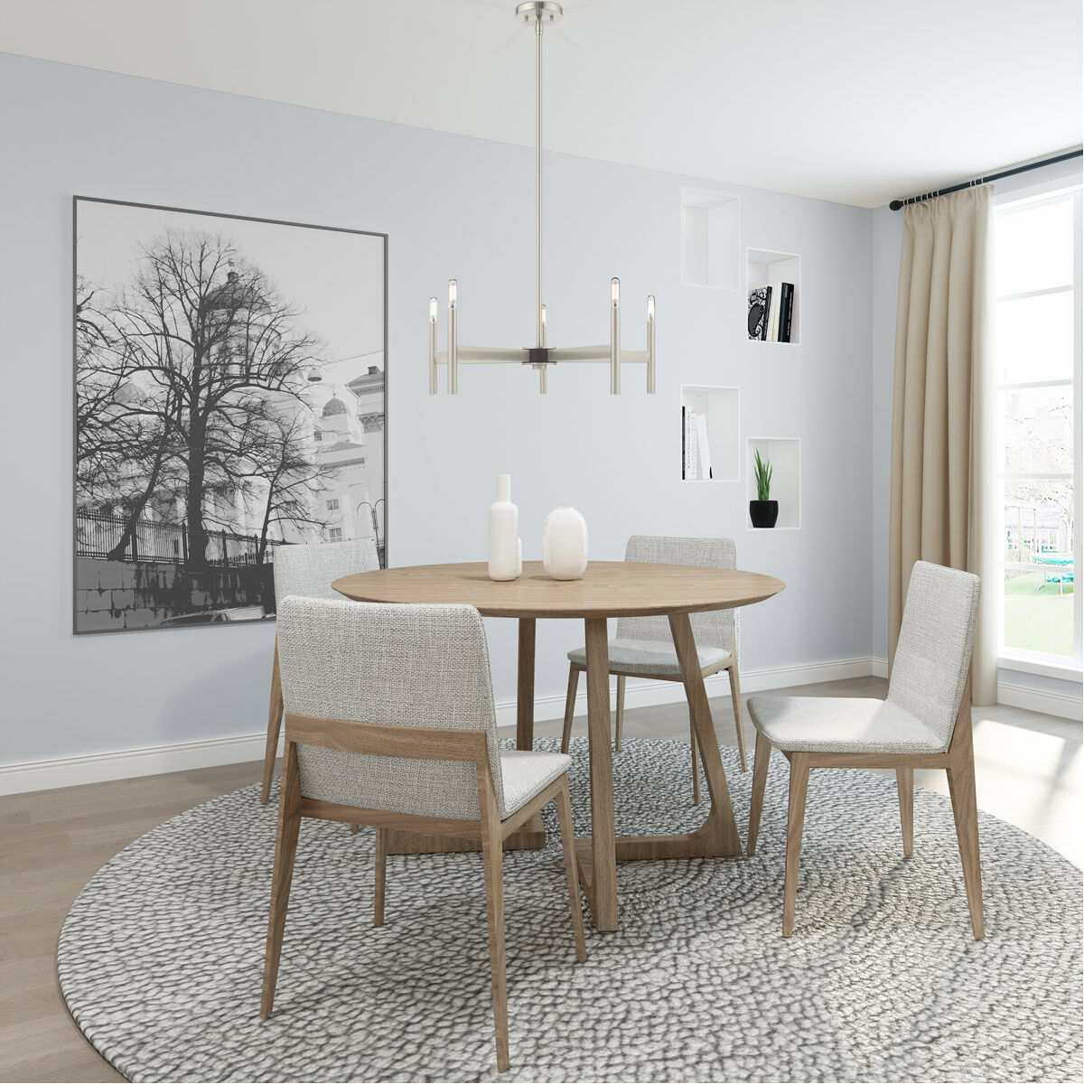 Copenhagen 5 Light 25 inch Brushed Nickel Chandelier Ceiling Light