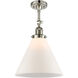 Franklin Restoration X-Large Cone 1 Light 12 inch Polished Nickel Semi-Flush Mount Ceiling Light in Matte White Glass, Franklin Restoration