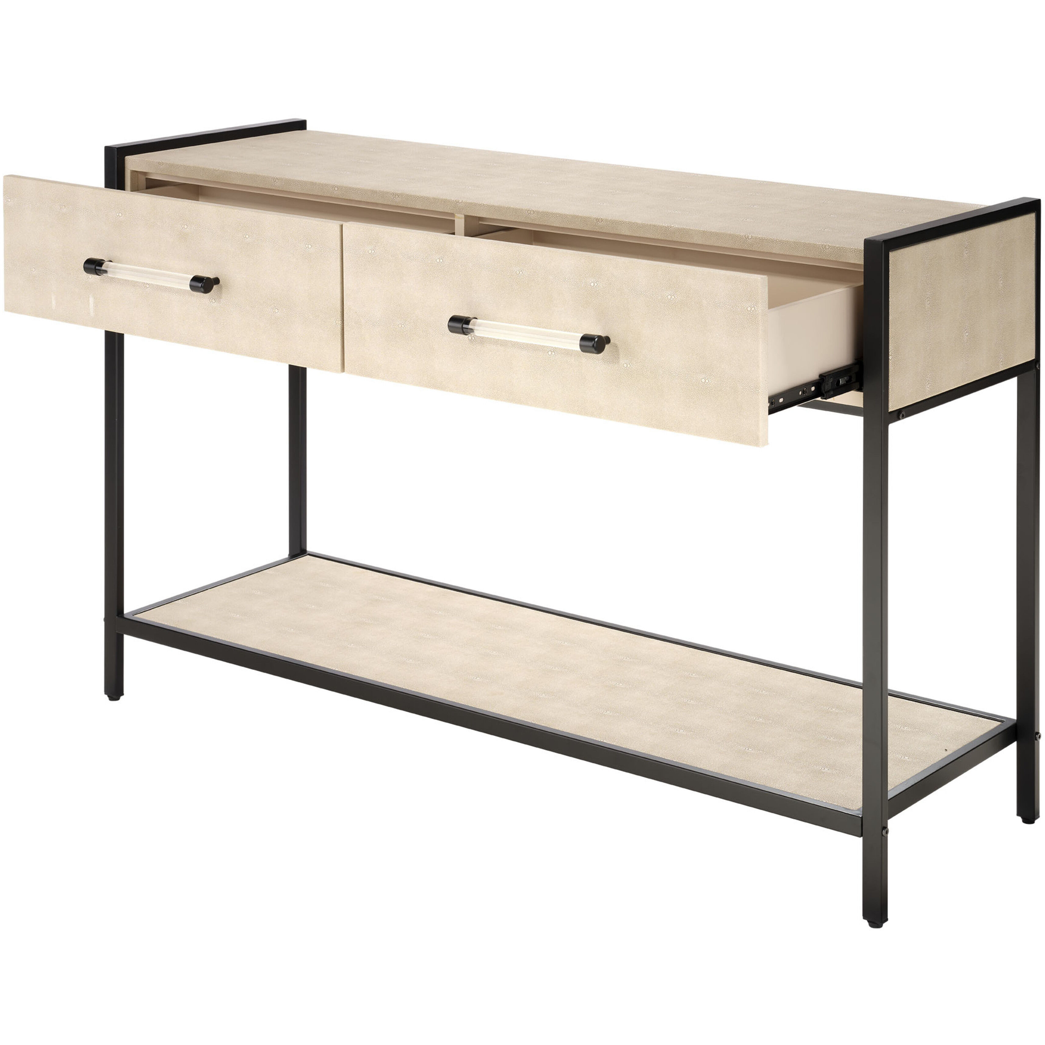 Cassius 48 inch Taupe Shagreen and Black Metal Console Table