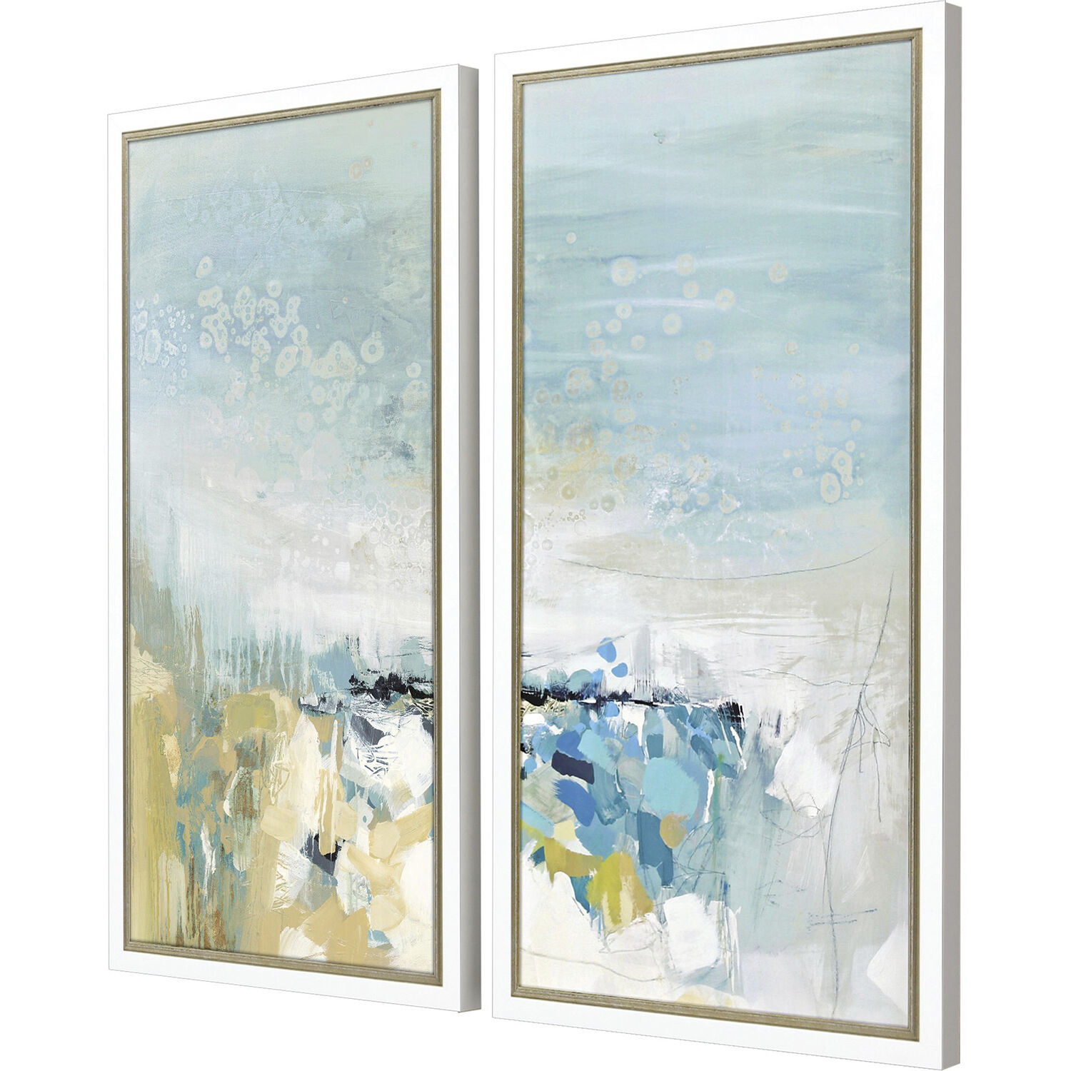 Lagoon Blue Blue and Turquoise and White and Yellow Framed Art