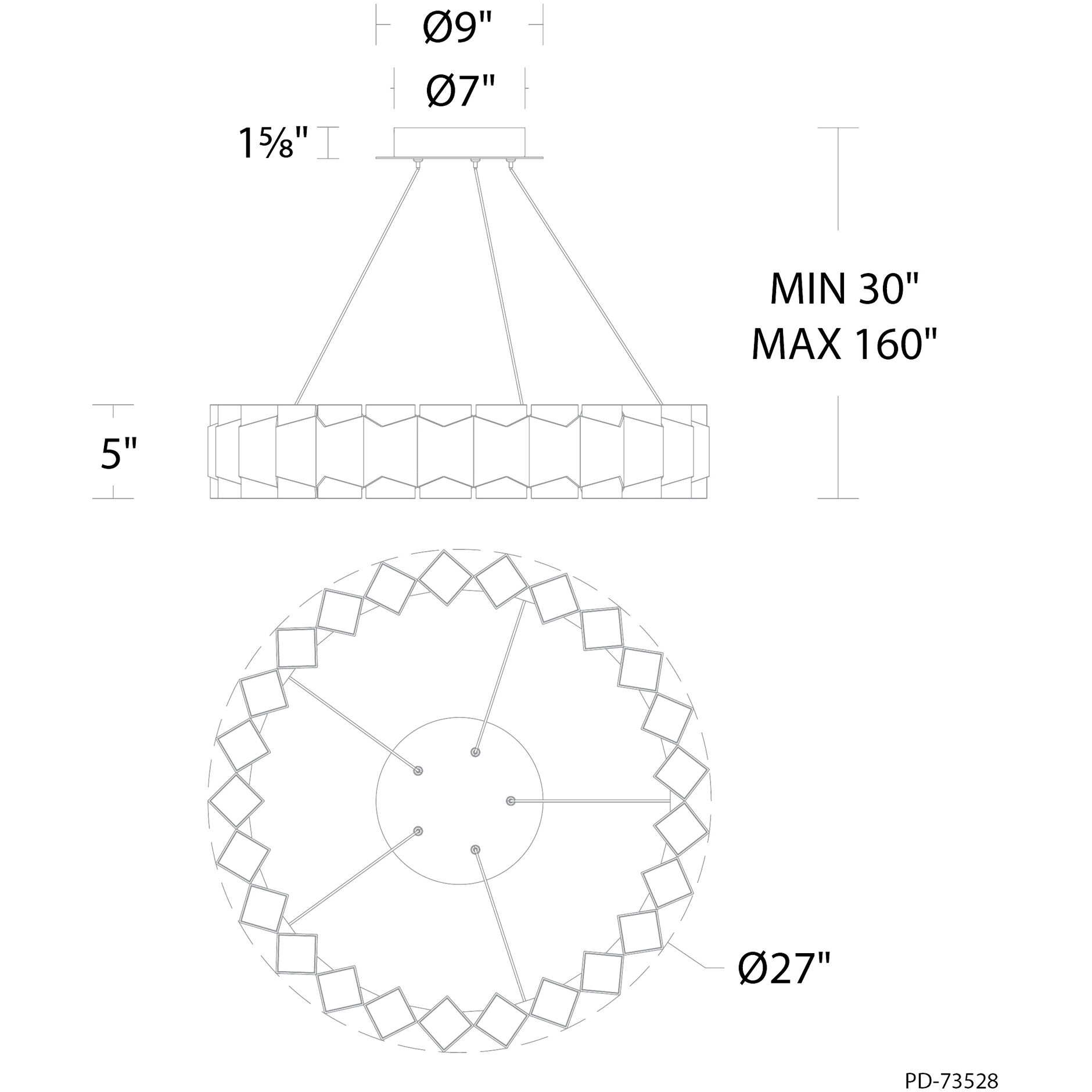 Dolman LED 27.1 inch Black Indoor Hanging Lighting Ceiling Light