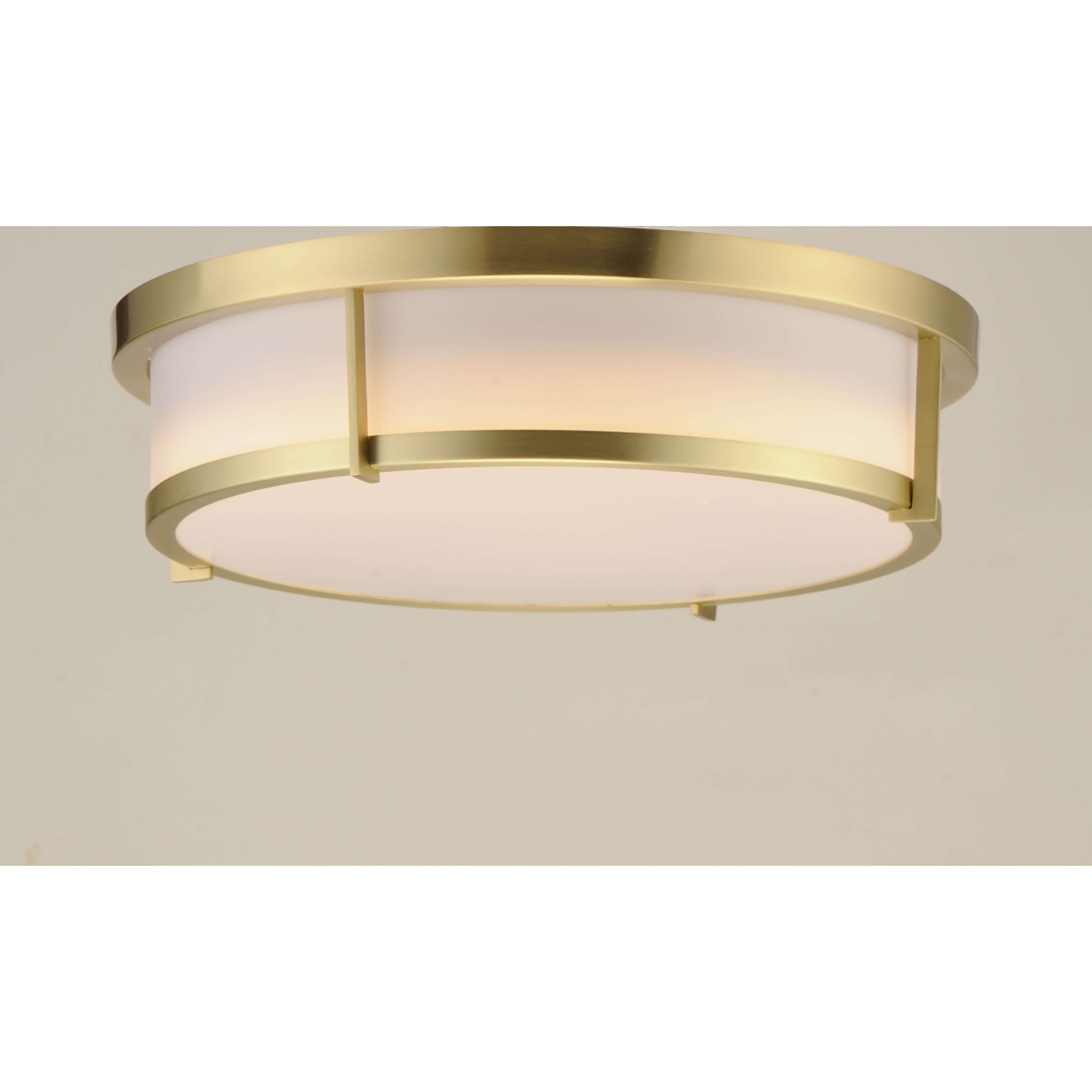 Rogue E26 2 Light 13 inch Satin Brass Flush Mount Ceiling Light