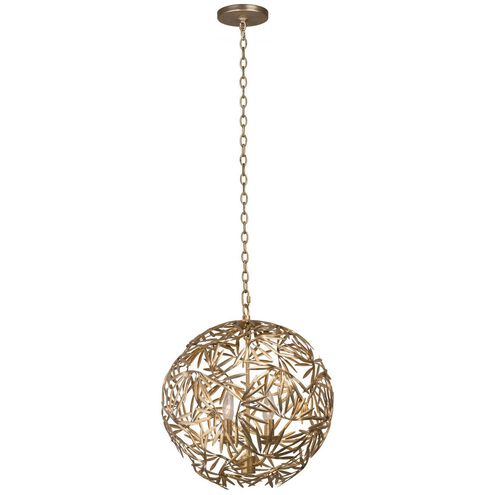 Jardin 4 Light 18 inch Oxidized Gold Leaf Pendant Ceiling Light