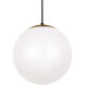Leo - Hanging Globe 1 Light 14 inch Satin Brass Pendant Ceiling Light