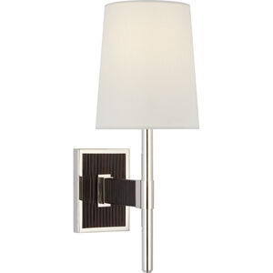 Suzanne Kasler Elle LED 5.75 inch Polished Nickel and Black Rattan Single Sconce Wall Light, Small
