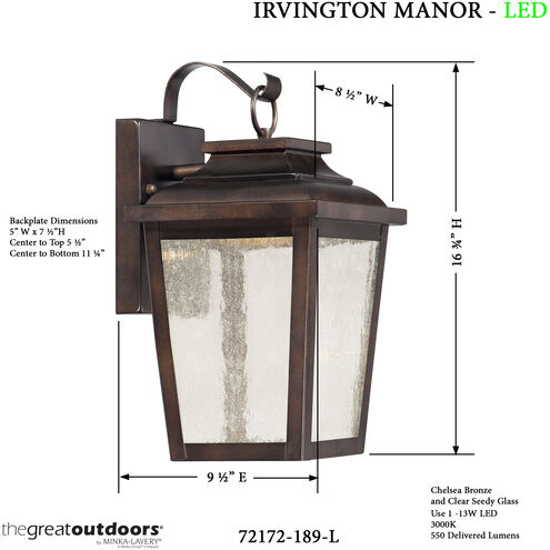 Irvington Manor LED 17 inch Chelesa Bronze Outdoor Wall Mount, Great Outdoors