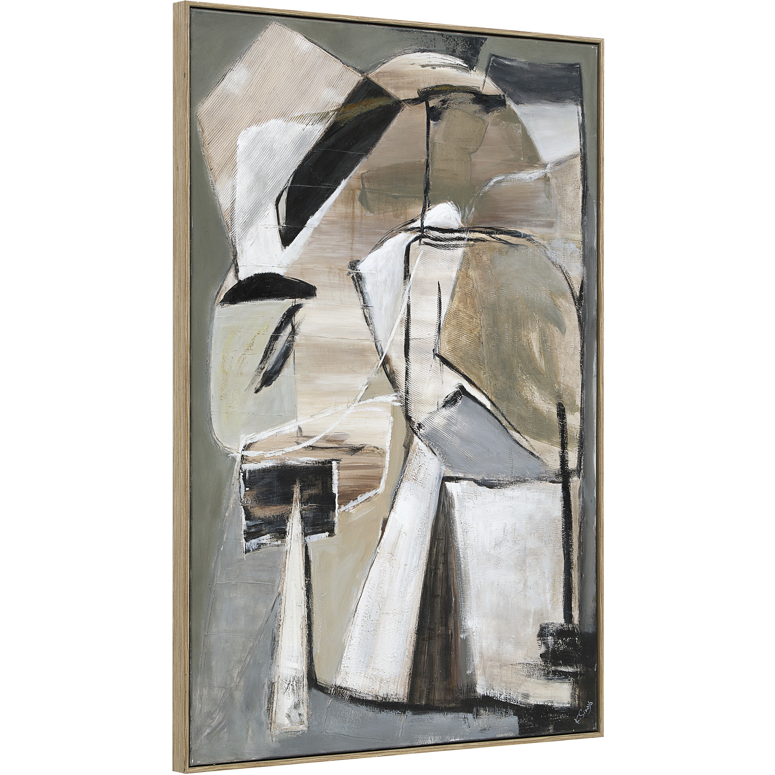 Pascal Multicolor and Medium Walnut Canvas Art