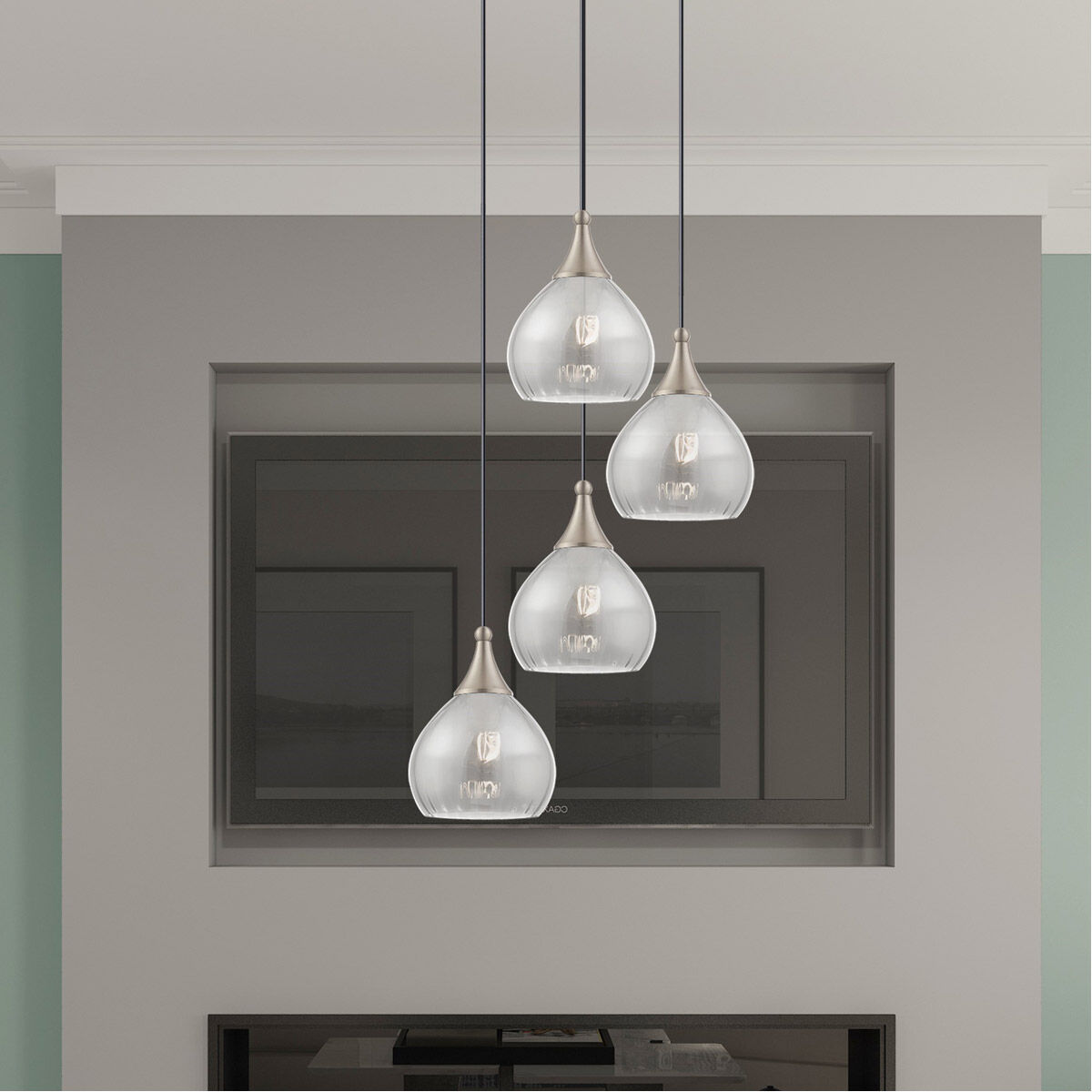 Art Glass 1 Light 7 inch Brushed Nickel Mini Pendant Ceiling Light