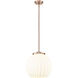 Franklin Restoration White Venetian 1 Light 13.75 inch Antique Copper Stem Hung Pendant Ceiling Light