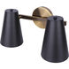 Harken 2 Light 15.5 inch Matte Black and Gold Vanity Light Wall Light