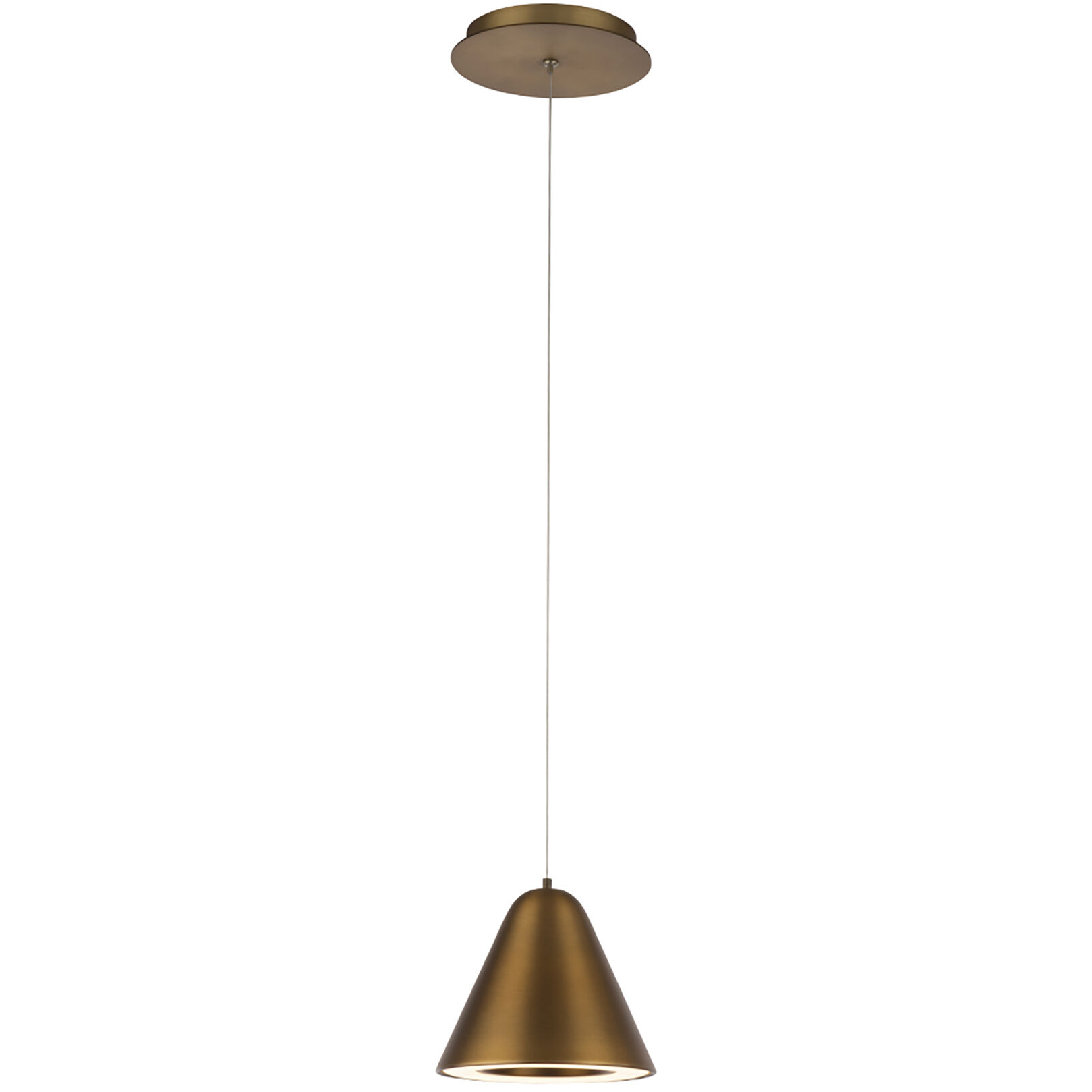 Kone LED 6 inch Aged Brass Mini Pendant Ceiling Light in Title 24, dweLED