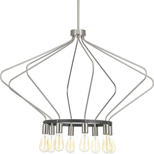 Hangar 8 Light 40 inch Brushed Nickel Chandelier Ceiling Light, Design Series
