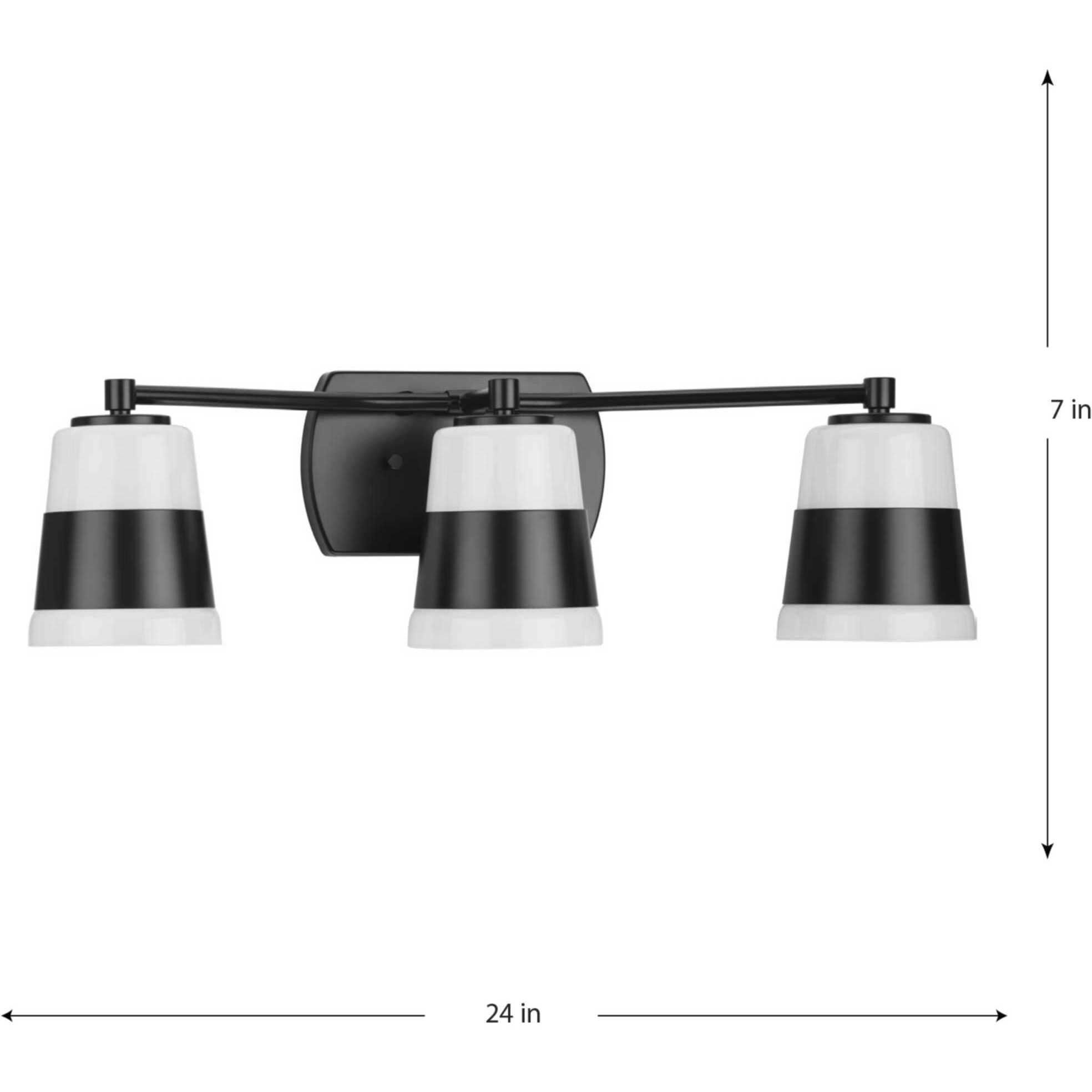 Haven 3 Light 24 inch Matte Black Bath Light Wall Light