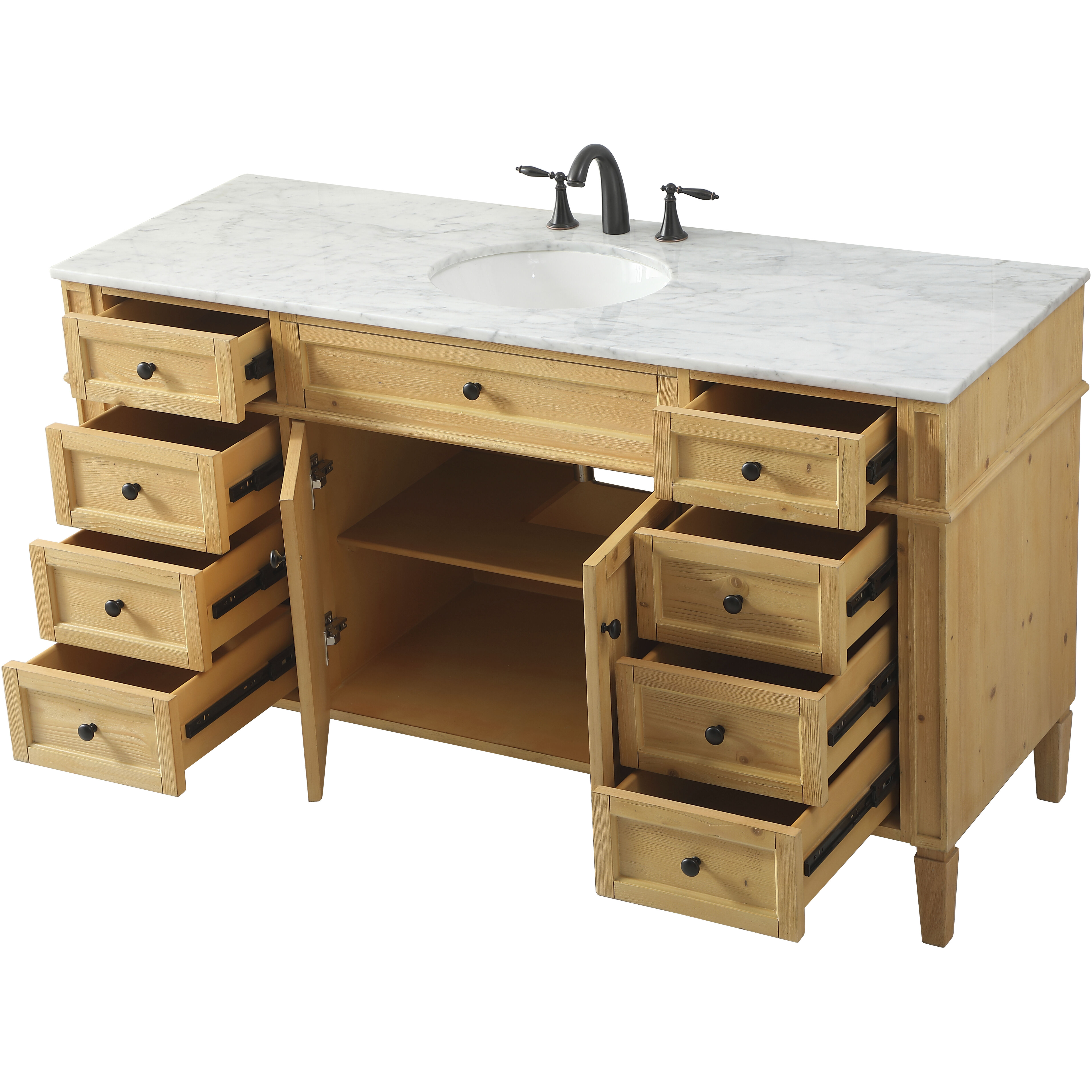 Park Avenue 60 X 21.5 X 35 inch Natural Wood Vanity Sink Set