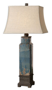 Gordon 38 inch 150 watt Distressed Blue Glaze Table Lamp Portable Light
