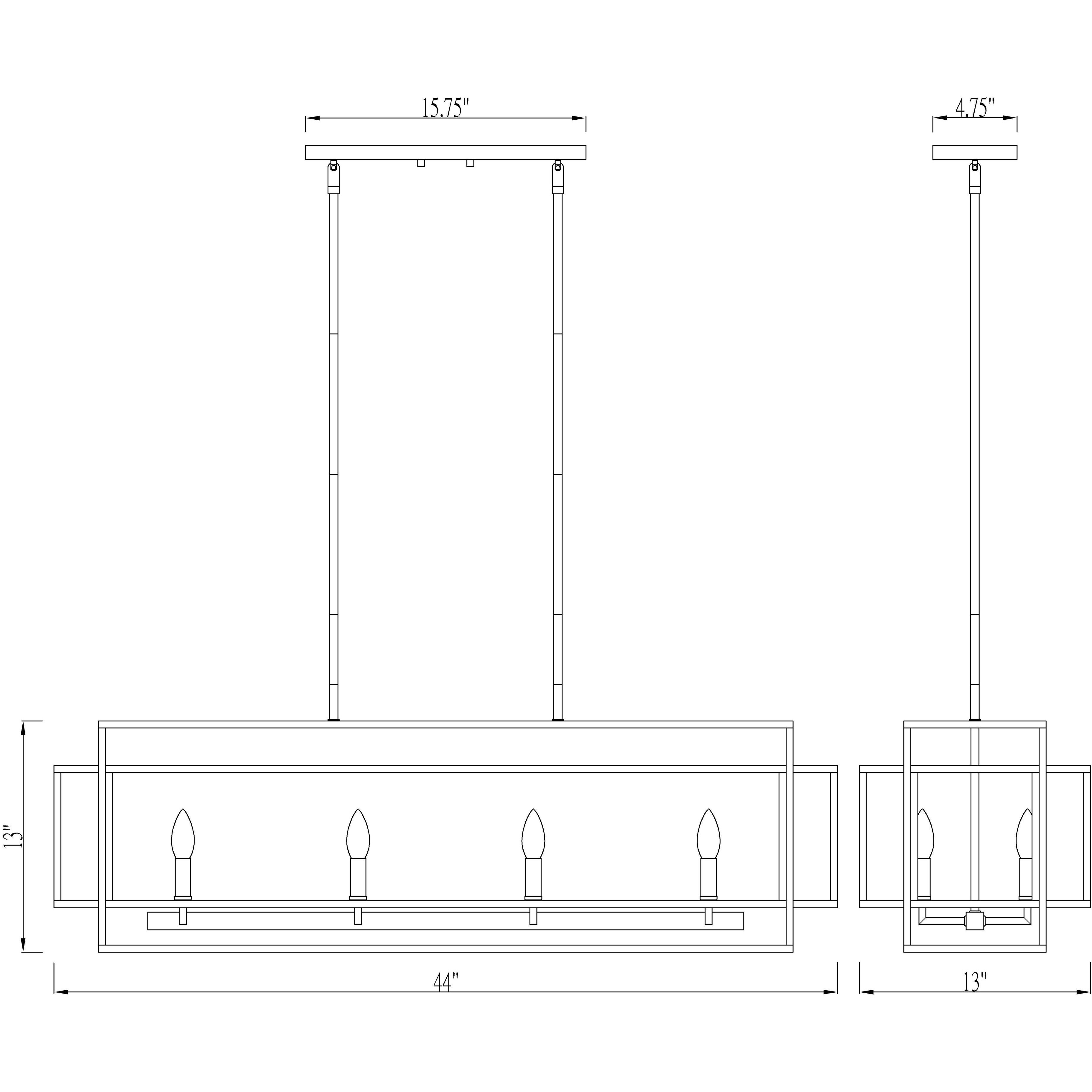 Titania 8 Light 44 inch Matte Black Linear Chandelier Ceiling Light