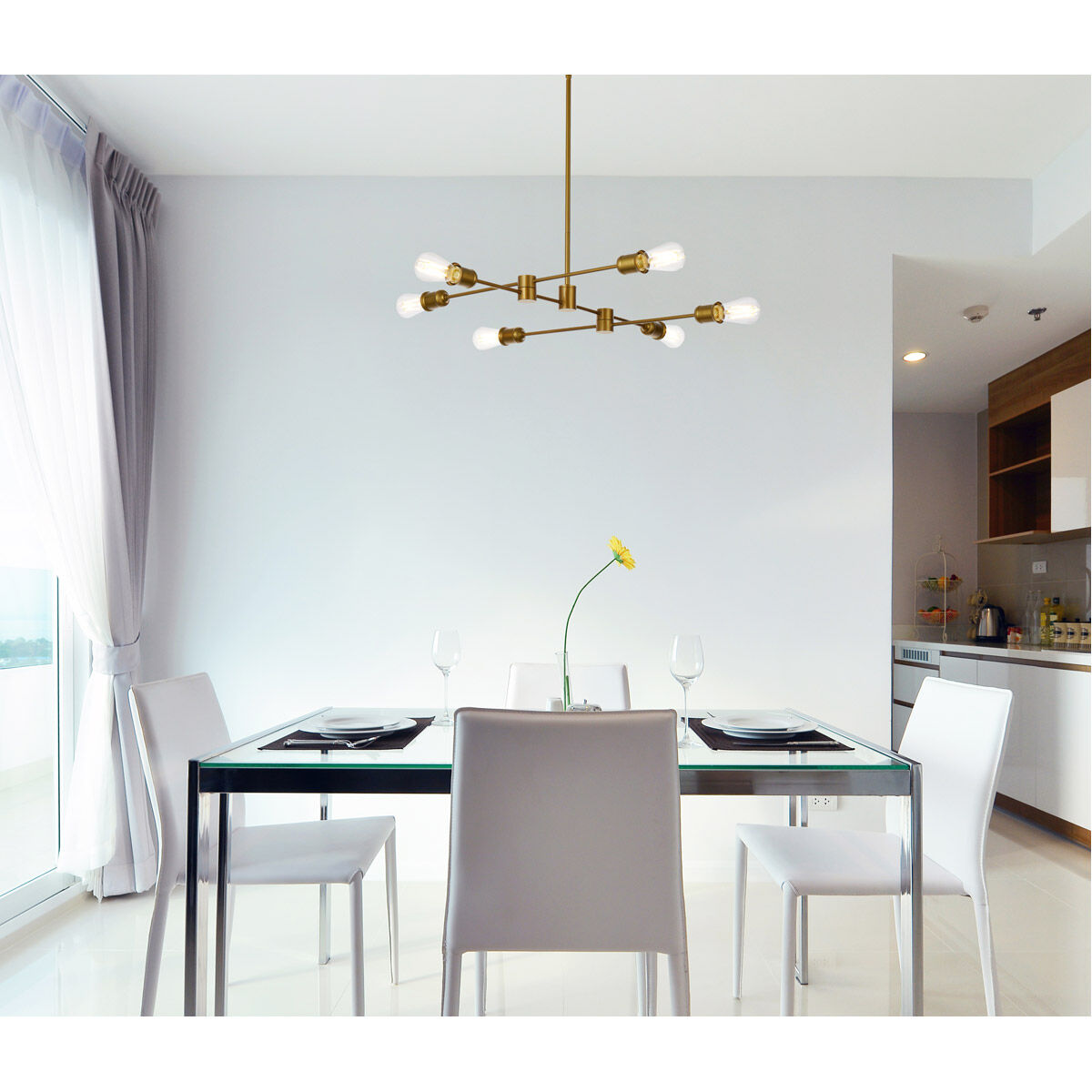 Xavier 6 Light 31 inch Brass Pendant Ceiling Light