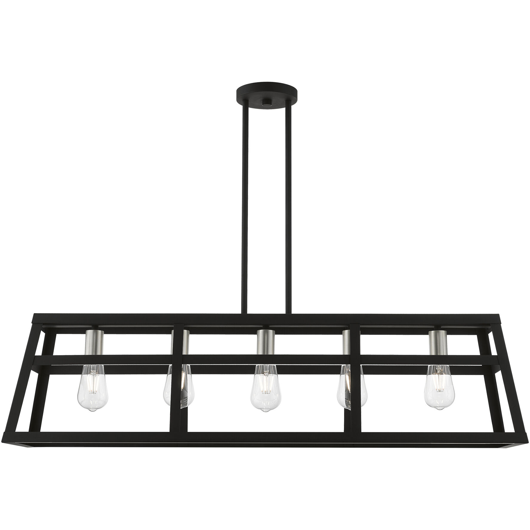 Schofield 5 Light 40 inch Black with Brushed Nickel Accents Linear Chandelier Ceiling Light