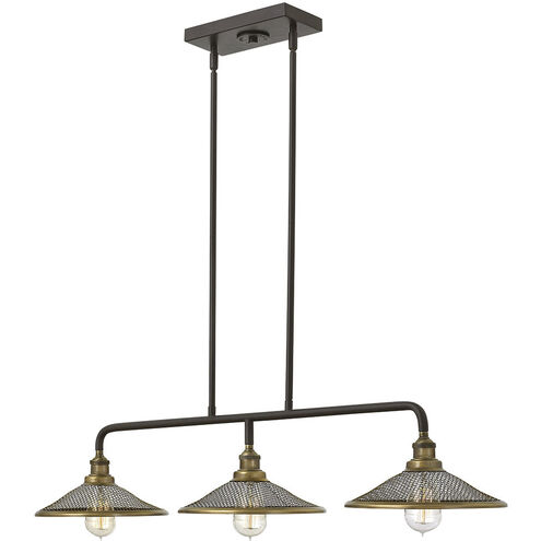Rigby 3 Light 40 inch Buckeye Bronze with Heritage Brass Indoor Linear Chandelier Ceiling Light