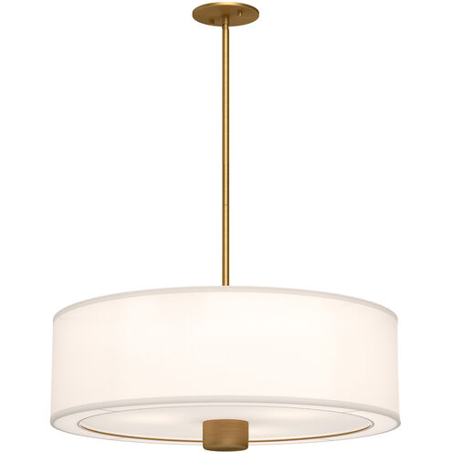 Alora Mood Theo 3 Light 24.13 inch Aged Gold and White Linen Pendant Ceiling Light