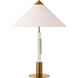 Kelly Wearstler Mira 28.5 inch 14.5 watt Antique-Burnished Brass and White Marble Stacked Table Lamp Portable Light in Linen, Medium