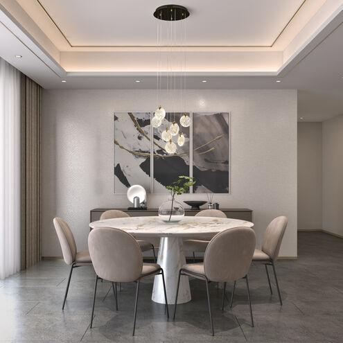 Snowflake LED 15.75 inch Matte Black and Satin Brass Chandelier Ceiling Light