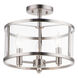 Sentinel 3 Light 13 inch Satin Nickel Semi-Flush Mount Ceiling Light