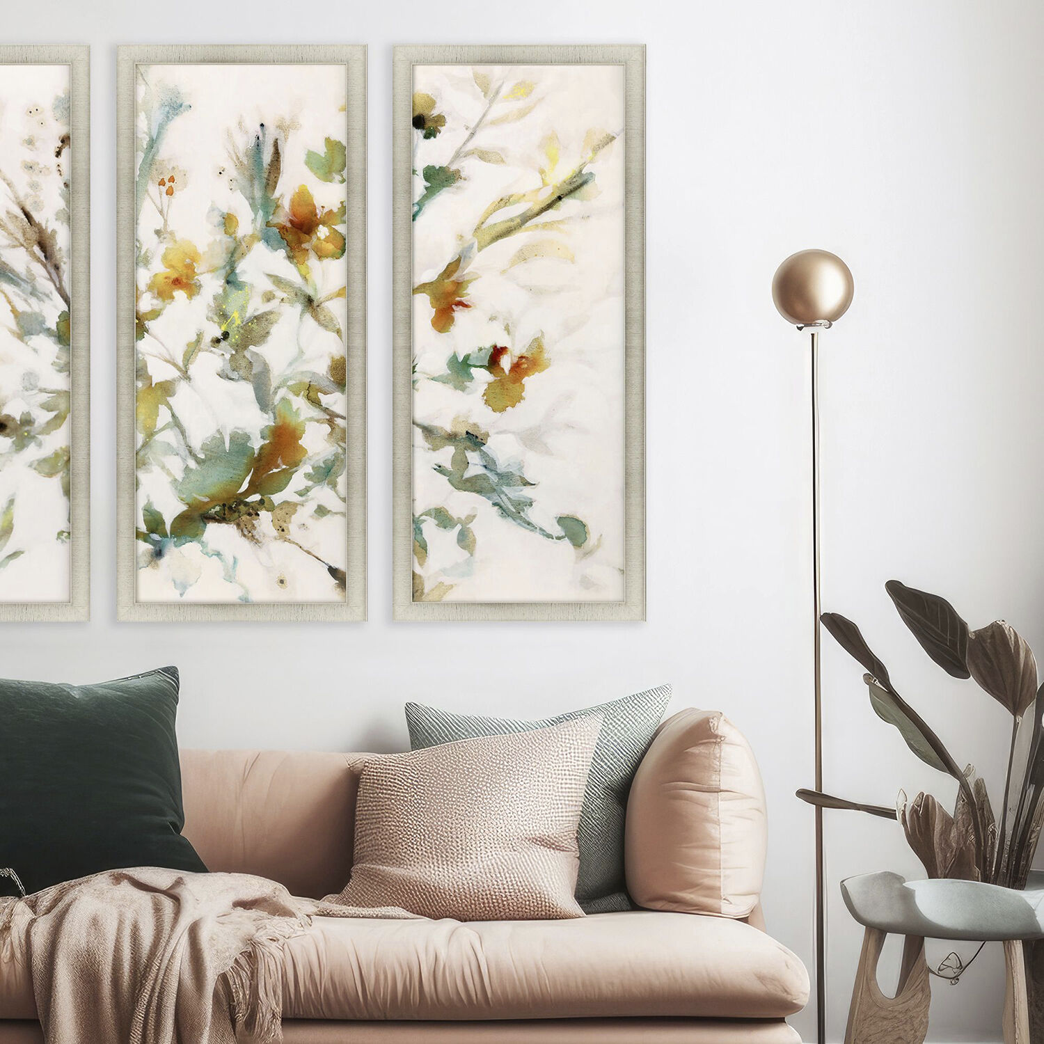 Lovely Place To Be Green and Neutral and White and Yellow Framed Art