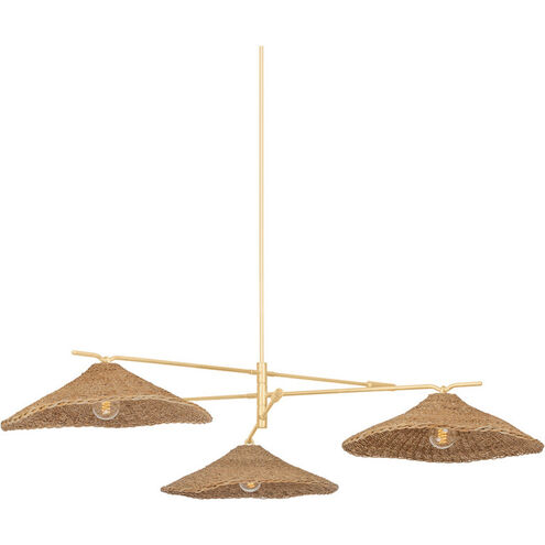 Valier 3 Light 72 inch Vintage Gold Leaf Chandelier Ceiling Light