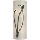 Forged Leaf and Stem 2 Light 5.5 inch Black Sconce Wall Light in Ivory Art