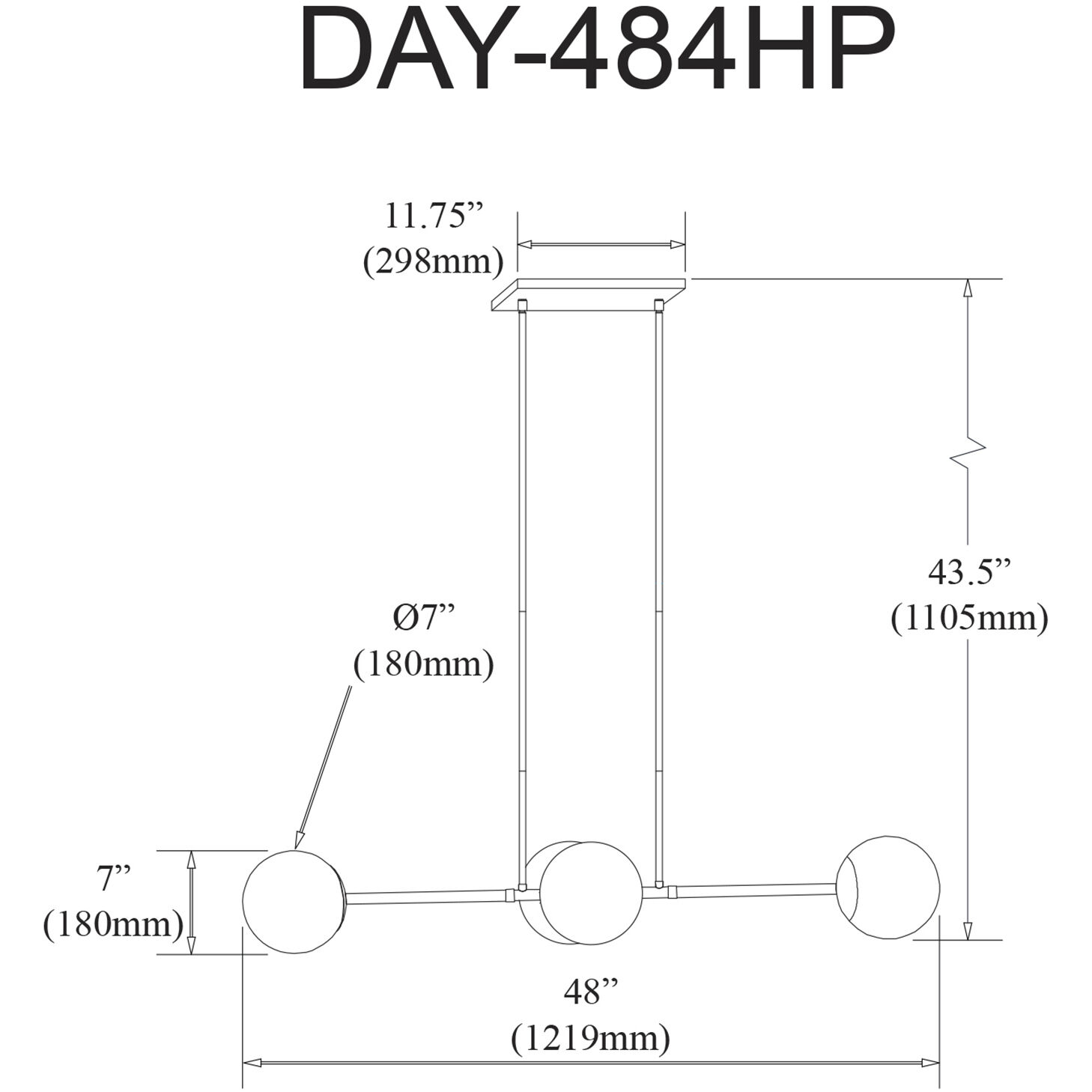 Dayana 4 Light 48 inch Aged Brass Horizontal Pendant Ceiling Light