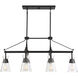 Lakewood 6 Light 40 inch Matte Black Linear Chandelier Ceiling Light, Essentials